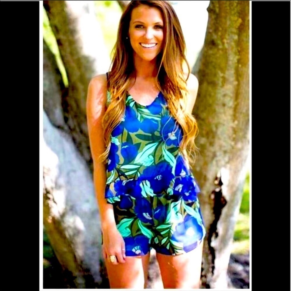 Anthropologie Judith March Indigo Floral Romper.